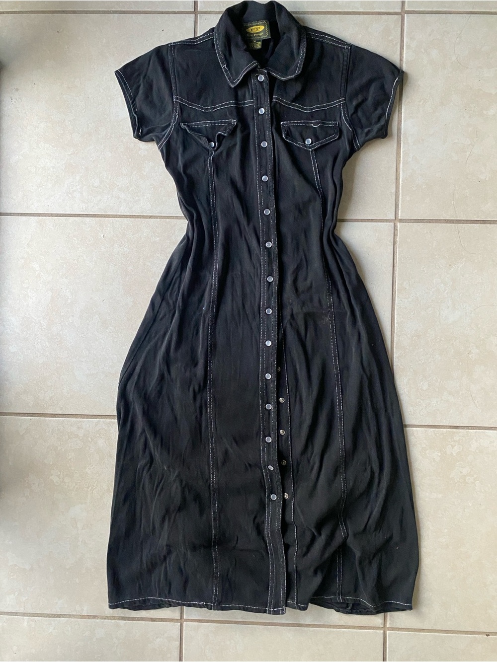 Free People Black Button-Front Maxi Shirt Dress